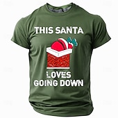 abordables Tenue de Noël amusante-T-shirts de Noël amusants pour hommes, imprimés en 3D, décontractés, père Noël, fête, vacances, bleu, vert, col rond, imprimé en 3D, printemps&amp;amp;chemise de créateur d&#039;été