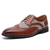 Недорогие Броги-мужские коричневые оксфорды из искусственной кожи с узором «гусиная лапка» и деталями в стиле «брог» — классические туфли для деловых встреч и свадеб
