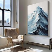 abordables Peintures paysages-peinture enneigée bleue et blanche peinture de montagne faite à la main œuvre d&#039;art texturée épaisse peinture à l&#039;huile couteau à palette peint à la main peinture de montagne peintures à l&#039;huile 3D
