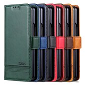 baratos Capa Samsung-telefone Capinha Para Dobra Z 7 Dobra Z 6 Z Fold 5 Z Fold 4 Z Fold 3 Capa traseira Com Suporte Magnética Slot para cartão Retro Couro PU