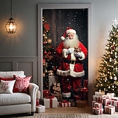 baratos Capas para portas de Natal-decorações de porta de natal capas de porta natal papai noel em pé porta tapeçaria cortina de porta decoração pano de fundo porta banner para porta da frente fazenda festa de fim de ano decoração