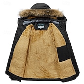 baratos Blusões e Parkas para Homem-Homens Jaqueta de Inverno Casaco de lã Jaqueta casual Diário Férias Térmico / Quente Bolsos Tosão Outono &amp; inverno Tecido Moda Roupa de rua Com Capuz Padrão Preto Azul Royal cáqui Verde Tropa Casaco