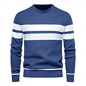 voordelige pullover voor heren-nieuwe herfsttrui herentrui o-hals patchwork lange mouw warme slanke truien heren casual mode trui herenkleding