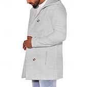 billiga Trenchcoat för män-Herr Peacoat Trenchcoat Dagligen Semester Höst vinter 50% bomull Håller värmen Ytterkläder Kläder Mode Klassisk Slät Ficka Huva Dubbelknäppt
