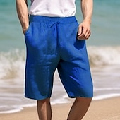 economico Vacanza-Per uomo Pantaloncini Pantaloncini estivi Pantaloncini da spiaggia A cordoncino Vita elastica Gamba dritta Liscio Comfort Traspirante Breve Informale Giornaliero Per eventi Di tendenza Classico Cachi