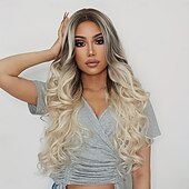 baratos Perucas Sintéticas sem Touca-peruca sintética ombre onda profunda elegante para mulheres toque natural durável confortável rosa rede cap transforme seu visual instantaneamente