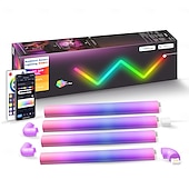 cheap Smart Lights-LED Smart Light RGBIC 3D Wall Light Glide Smart Wall Sconces for Gaming and Living Room Multicolor Customizable Music Sync Game Decor LED Light Bar Works with Alexa and Google Assistant