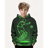 tanie 3D sporty i gry dla chłopców-Dla chłopców 3D Graficzny Piłka nożna Bluza z Kapturem Długi rękaw Wiosna Jesień Moda Moda miejska Dzieci 4-12 lat Kaptur Na zewnątrz Codzienny Regularny