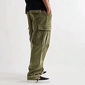 お買い得  スウェットパンツ-男性用 スウェットパンツ コーデュロイパンツ ズボン カーゴスウェットパンツ ポケット ドローストリング 弾性ウエスト 平織り 履き心地よい スポーツ・アウトドア 日常 ファッション カジュアル アーミーグリーン ブラック マイクロエラスティック