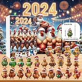 cheap Tree Accessories-Christmas Advent Calendar Ornaments,2D Acrylic Cute Chicken Baby 24pcs Christmas Ornament Kit Gift 24 Days Countdown Mini Hanging Tree Xmas Ornaments for Christmas Party Decorations