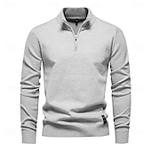 cheap Men&#039;s Pullover Sweater-Mens Quarter Zip Cotton Pullover Sweaters Solid Color Casual Social Knit Mock Neck Polo Sweaters for Men