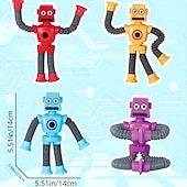 abordables Jouets de farces et de gags-jouet de décompression de robot de dessin animé polyvalent portable à tube télescopique à faire soi-même, jouet sensoriel créatif populaire avec ventouses, décoration d&#039;Halloween, Thanksgiving, cadeau