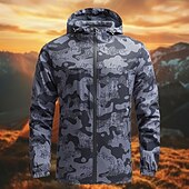 preiswerte Fleece &amp; 3 in 1 Jacken-Herren Soft Shell Jacke Wanderjacke Draussen Tarnfarben Sonnenschutz Windundurchlässig Schnelltrocknend Jacke Kapuzenshirt Voller Reißverschluss Reisen Marinenblau Blau Grau