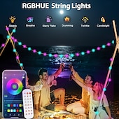 cheap Smart Lights-Elegant Wedding Reception Party Tuya WiFi Smart Bluetooth Colorful Ball String Light USB Powered 5-20M for Home Garden Decor