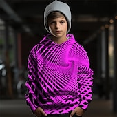 billiga Pojkens 3D Vision &amp; Geometri-Pojkar 3D Grafisk Geometrisk Huvtröja Långärmad Vår Höst Mode Streetwear Barn 4-12 år Huva Utomhus Ledigt Dagligen Normal