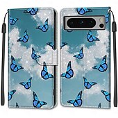 Недорогие Другие чехлы для телефонов-телефон Кейс для Назначение Pixel 8 Pro Pixel 8 Pixel 7 Pixel 7 Pro Pixel 6 Pixel 6 Pro Кейс на заднюю панель со стендом с ремешком на запястье Разъем для карты Ретро ТПУ Кожа PU