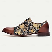 economico scarpe Jacquard-scarpe oxford da uomo in jacquard floreale con puntale e tacco in similpelle – scarpe eleganti in stile vintage per eventi formali