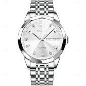 Недорогие Кварцевые часы-OLEVS Мужские кварцевые часы Минималистичные модные бизнес-наручные часы с подсветкой календарем датой неделя водонепроницаемые стальные часы