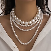 abordables Collares-Gargantillas Perla Artificial Mujer Elegante Sencillo Multi capa Boda Irregular Gargantillas Para Boda Fiesta Calle