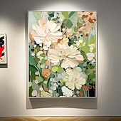 cheap Floral/Botanical Paintings-Oil painting handmade Impressionism Floral Paintings handmade Flower Oil Painting Abstract Rose Flower Painting Flower Landscape Painting Floral Wall Art Canvas Spring painting for Living Room