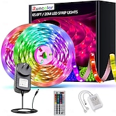 cheap Waterproof Strip Lights-20m 65FT LED RGB Light Strip SMD 5050 Waterproof IP65 Flexible with IR 44 Key Controller for TV Bedroom Party Home Decration 360LEDs 10mm 2x32.8FT