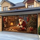 tanie Osłony drzwi garażowych na Boże Narodzenie-Boże Narodzenie na zewnątrz garaż drzwi pokrywa xmas baner święty mikołaj centrum handlowe duże tło świąteczne dekoracja na święta zewnętrzne garaż drzwi dekoracje ścienne domu