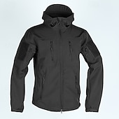 preiswerte Herrenjacken &amp; Herrenmäntel-Herren Soft Shell Jacke Hoodie Jacke Wanderjacke Taktische Jacke Täglich Urlaub Windundurchlässig warm halten Tasche Herbst Winter Glatt Modisch Klassisch Mit Kapuze Standard Kamel Schwarz Khaki