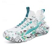 economico Sneakers Casual-sneakers alte da uomo con motivo graffiti – scarpe sportive streetwear colorate con chiusura con lacci, tomaia in mesh traspirante per abbigliamento casual e sportivo