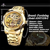 levne Mechanické hodinky-FORSINING Pánské mechanické hodinky luxusní velký ciferník venkovní obchodní duté skeleton automatické samo-navíjecí tourbillon luminiscenční nerezová ocel páskové hodinky
