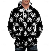 tanie Bluzy-Halloween Michael Myers Bluza z Kapturem Nadruk Graficzny Na Dla par Męskie Damskie Dla dorosłych Halloween Karnawał Bal maskowy Druk 3D Codzienne