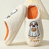 economico Pantofole da casa-pantofole per cani con zucca dei cartoni animati di Halloween più pantofole in cotone antiscivolo spesso di velluto per interni&amp;amp;calzature comode per coppie all&#039;aperto