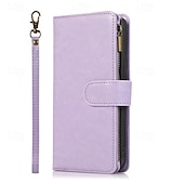 cheap iPhone Cases-Phone Case For iPhone 16 Pro Max Plus iPhone 15 Pro Max Plus iPhone 14 13 12 11 Pro Max Mini SE X XR XS Max 8 7 Plus Back Cover with Stand Holder Zipper with Wrist Strap Retro TPU PU Leather