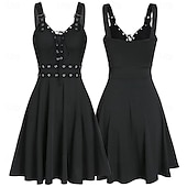 ieftine gotic-Punk și gotic Rochie de Cocktail Rochie de epoca Rochii Mascaradă Fata Goth Pentru femei Halloween Carnaval Mascaradă Halloween Bal Festival Adulți Rochie