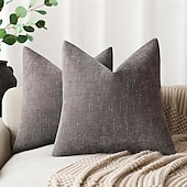 baratos Textured lance travesseiros-capas de almofadas decorativas de textura macia capa de almofada sólida com acento quadrado capa de almofada aconchegante de fazenda com zíper para sofá-cama sala de estar laranja queimado