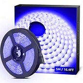 abordables Bandes lumineuses à brancher-Bande lumineuse LED 12 V DC 5,5 x 2,1 mm, connecteur SMD 2835, 16,6 pi, 5 mètres, ruban lumineux adapté à la maison, à la cuisine, aux fêtes, à Noël, etc. (sans adaptateur secteur)