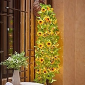 olcso Napelemes-Dekor Napraforgó Indás Girland Fények Esküvői Party Ünnepi Tündér Fények Napelemes Kültéri Vízálló Rattan Levél Fényfüzérek 2.5m 30LED Pavilon Erkély Udvar Party Dekoráció