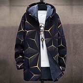 baratos jaqueta de lã masculina-Homens 3D impressão Estampas Abstratas Gradual Casaco de inverno Casaco de lã Casaco Manter Quente Respirável Confortável Moda Roupa de rua Desporto Desportos e Ar livre Roupa Diária Para Noite Zíper
