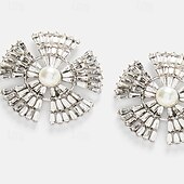 economico Orecchini-Per donna Orecchini a bottone geometrico Con fiocco di neve Prezioso Vintage Moda Perle finte Diamanti d&#039;imitazione Orecchini Gioielli Argento Per Matrimonio Feste Giornaliero 1 paio