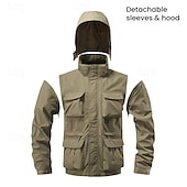 economico giacca sportiva-Per uomo Giubbino da escursione Giacca tattica Giacca a vento Sportivo Campeggio e hiking Impermeabile Antivento Design staccabile Primavera &amp; Autunno Tinta unica Attivo Con cappuccio Standard Nero