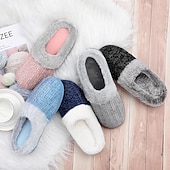 billige Hjem Tøfler-dametøfler med memory foam uklare, sklisikre, høstvinter varme, myke, myke hustøfler til soverommet