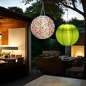 economico Luci paesaggistiche-Lanterna solare a globo da 12 pollici (30 cm) in stile cinese, luce a LED sospesa in nylon impermeabile IP65 per esterni, bianco caldo per giardino, festa, decorazione del cortile