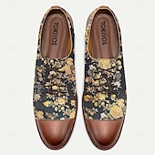 economico scarpe Jacquard-scarpe oxford da uomo in jacquard floreale con puntale e tacco in similpelle – scarpe eleganti in stile vintage per eventi formali