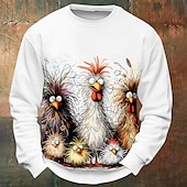 baratos Moletons 3D masculinos-Halloween Homens Galinha camisolas Moletom Manga Longa Moletom Gola Redonda Engraçado impressao 3D Festa dia das Bruxas Feriado Crewneck Inverno Primavera &amp; Outono