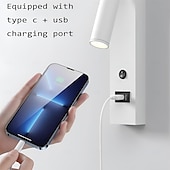 cheap Indoor Wall Lights-LED Wall Sconce with USB Charging Port Wall Mounted Reading Lamp Bedside Button Switch Wall Lighting Indoor Wall Lights