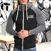 abordables Survêtements-Homme Sweat à capuche Veste Capuche Patchwork Full Zip manche longue Sweat à capuche Casual Athleisure Automne Respirable Séchage rapide Doux Exercice Physique Fonctionnement Marche Tenue de sport