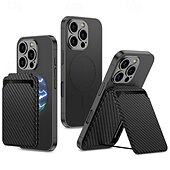 Недорогие Чехлы для iPhone-телефон Кейс для Назначение iPhone 16 Про Макс Плюс айфон 16 Айфон 15 Про Макс Плюс Кейс на заднюю панель со стендом Магнитный Поддержка беспроводной зарядки Ретро ТПУ Кожа PU