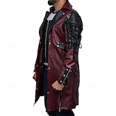 economico Giacca in ecopelle-Per uomo Giacca di pelle sintetica Giacca da motociclista Giacca in pelle rossa Giacca da moto Giornaliero Da mare Antivento Tenere al caldo Lacci Tasche Autunno inverno Liscio Di tendenza Classico