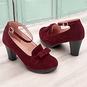 cheap 1950s-Women&#039;s Green Suede Mary Jane Heels with Bow Detail - Vintage-Inspired Platform Shoes for Special Occasions