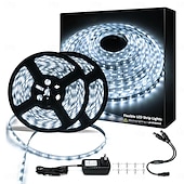 voordelige Stekkerstripverlichting-witte led-lichtstrip 2x16 ft warm licht wit licht rood blauw groen witte stripverlichting 600 led 2835 flexibele lintverlichting 12v touwlicht geschikt voor keukenkast slaapkamer kledingkast