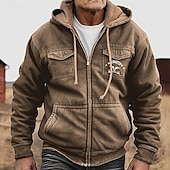 economico Felpa con cappuccio in pile-Per uomo Felpa con cappuccio a zip intera Felpa con cappuccio e zip Felpa con cappuccio in pile Verde militare Blu Marrone Cachi Con Cappuccio Mucca Con zip Tasca Sport &amp; Outdoor Quotidiano Ferie